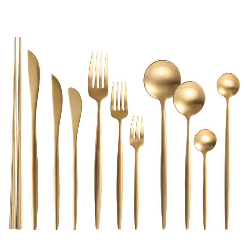 Stainless Steel Cutlery Set in Gold